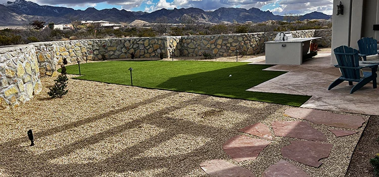 Pavers being set for a hardscape feature in Las Cruces, NM.