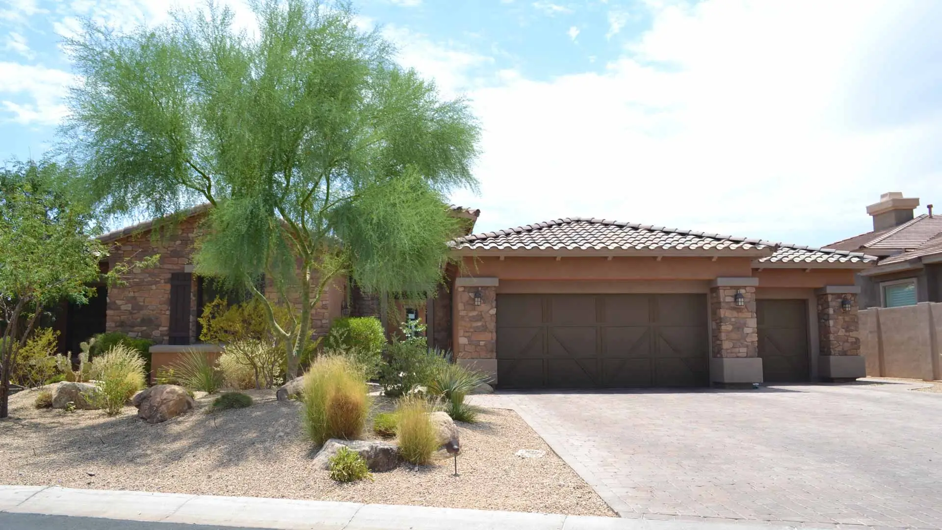 Residential landscape maintained in El Paso, TX.